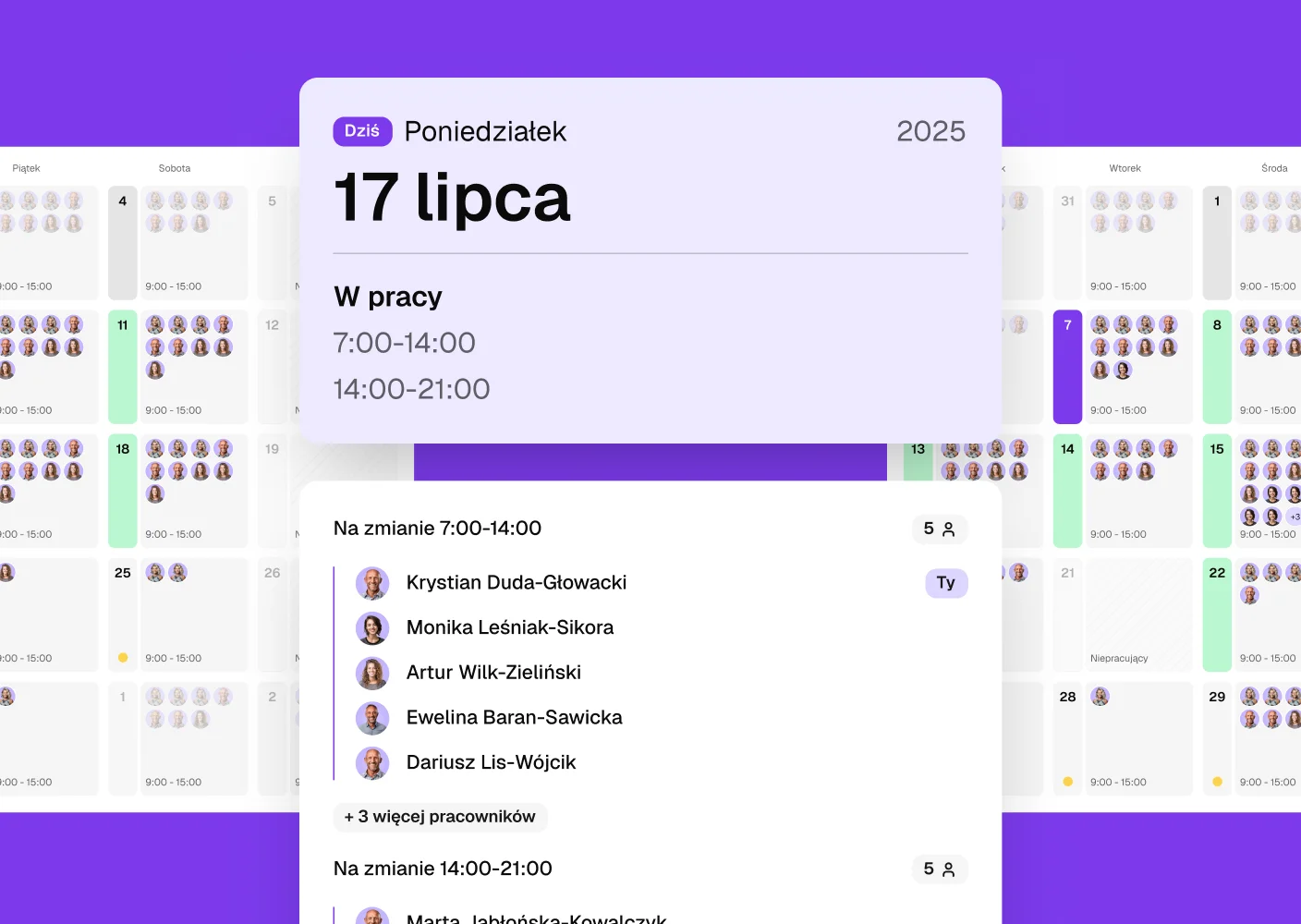Team calendar view in Time8