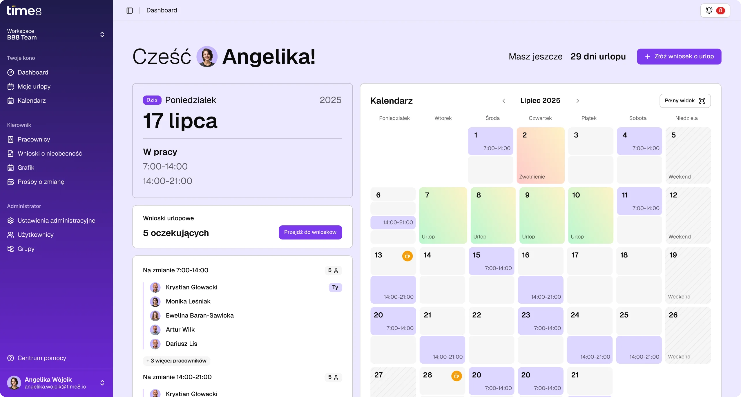 Time8 Dashboard
