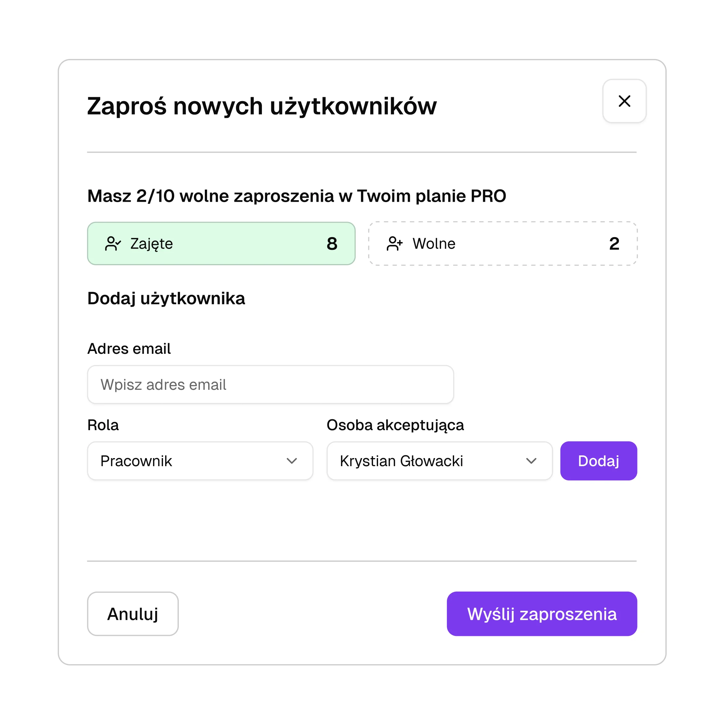 Zapraszasz użytkowników